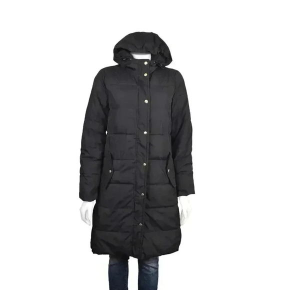 J.Crew Mercantile Long Puffer  Coat Winter Jacket Black Size Small - Picture 2 of 12